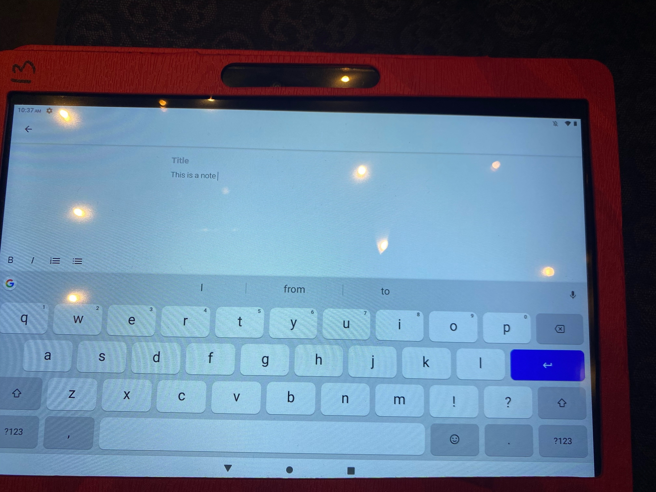 Parishioners can still type notes in the PDF on the tablet.
